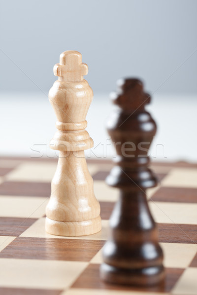 Kettő sakktábla feketefehér sakk sekély mélységélesség Stock fotó © veralub