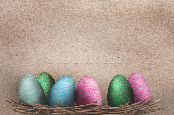 Hermosa huevos de Pascua colorido nido diseno Foto stock © veralub