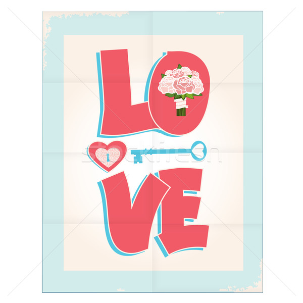 Amor tarjeta de felicitación anunciante diseno rosa azul Foto stock © veralub