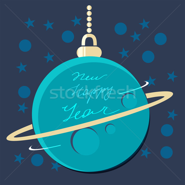 Noël planète babiole nouvelle année accueil bleu Photo stock © veralub
