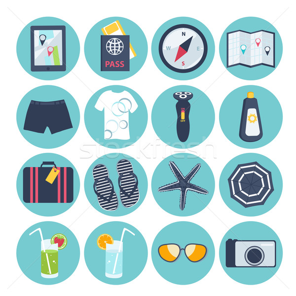 Set of summer vacation icons Stock photo © veralub