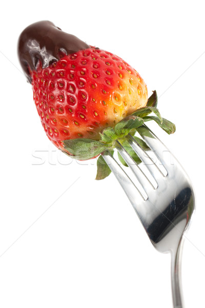 Chocolate Strawberry On Fork Stock photo © veralub
