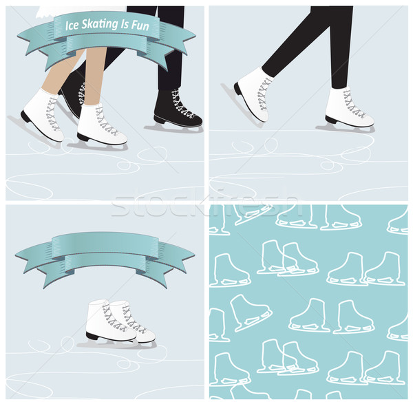 Patinage illustrations quatre cool bleu Photo stock © veralub