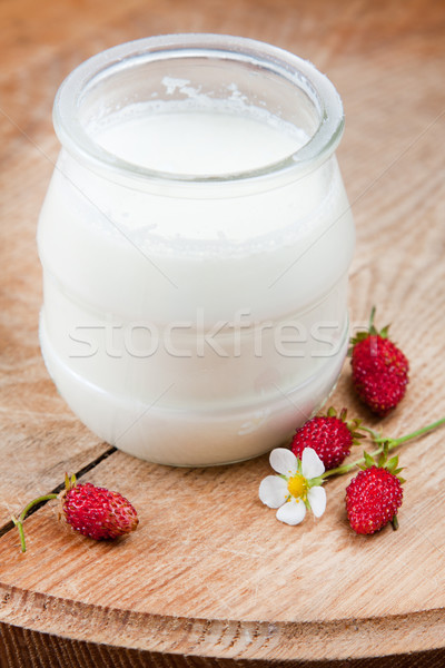 Natürlichen Joghurt Glas Topf frischen gesunden Stock foto © veralub
