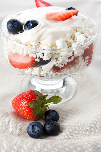 Cottage cheese with fresh berries Stock photo © veralub