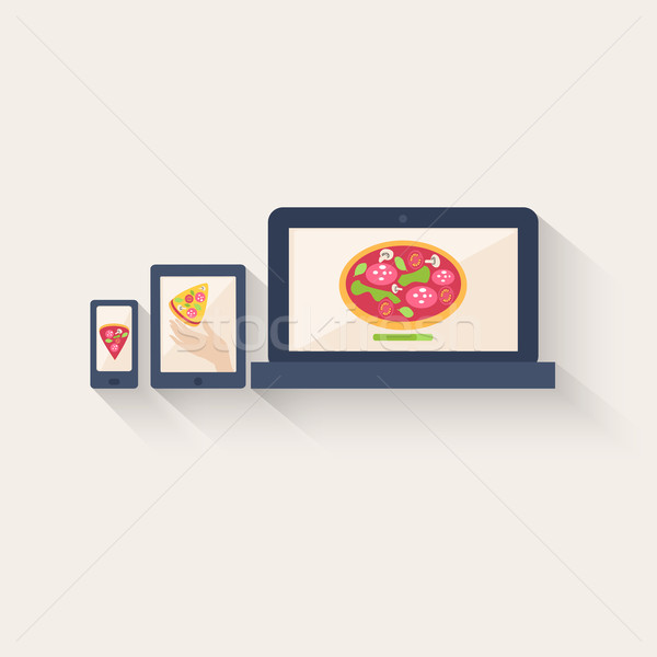 Three different pizza icons displayed online Stock photo © veralub