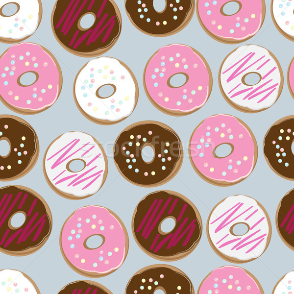 商業照片: 無縫 · 模式 · 甜甜圈 · 巧克力 · 白 · 粉紅色