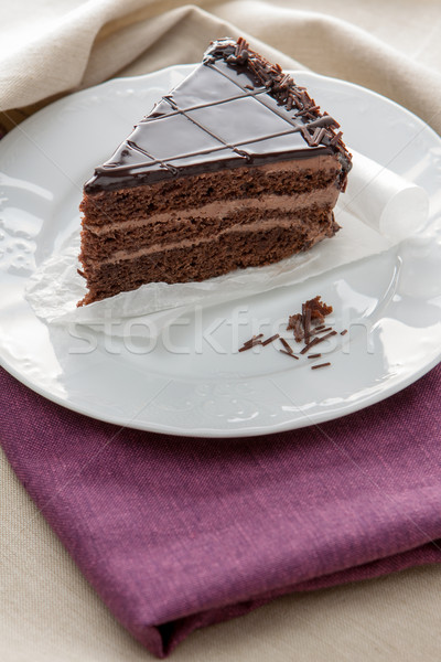 Slice of gourmet chocolate cake Stock photo © veralub