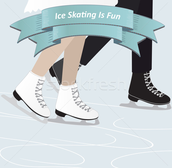 Stock photo: Two people ice skating