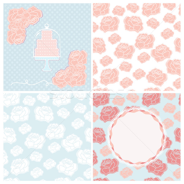 Set of four pastel wedding patterns for cards Stock photo © veralub