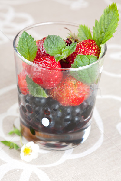 Fresh blackberries and strawberries Stock photo © veralub