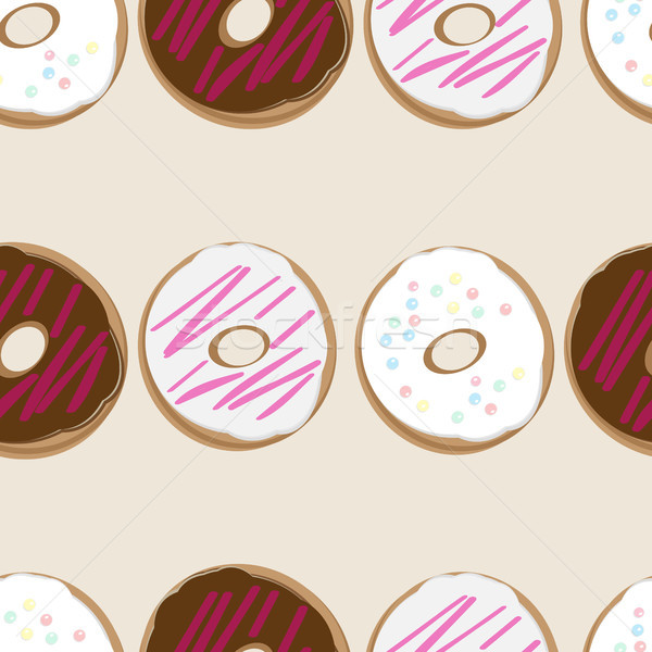 Stock photo: Seamless design of fresh doughnuts