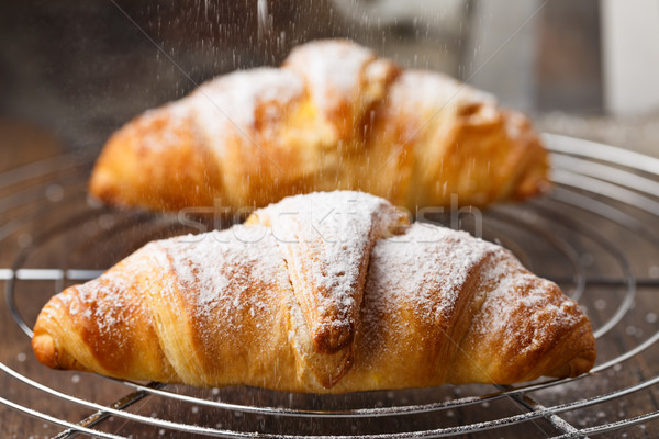 Croissants dois fresco açúcar de confeiteiro comida Foto stock © vertmedia