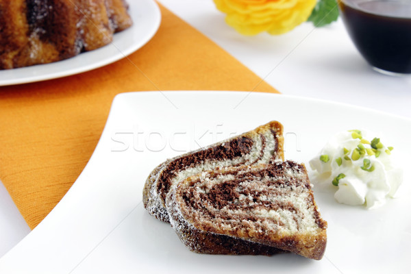 Foto stock: Mármol · torta · dos · piezas · crema · taza