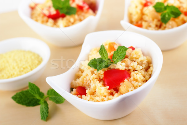 Foto d'archivio: Couscous · insalata · verdura · pomodoro · erbe