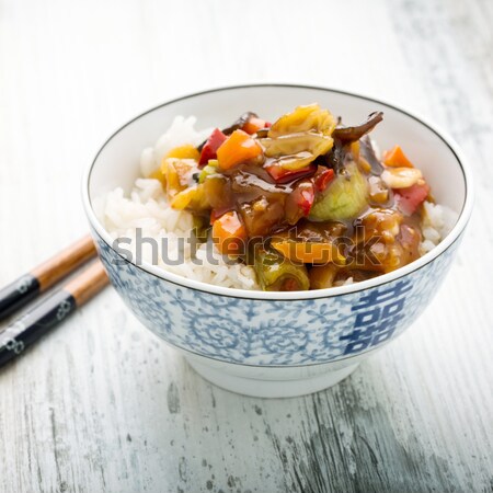 Stock photo: Rice with sweet and sour vegetables