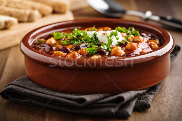 Veggie chili with chick peas and beans Stock photo © vertmedia