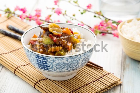 Rizs édes fanyar zöldségek kínai edények Stock fotó © vertmedia
