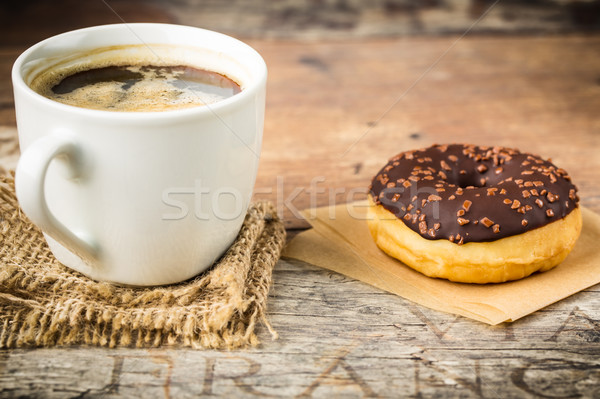 donut with nut-chocolate topping and coffee Stock photo © vertmedia
