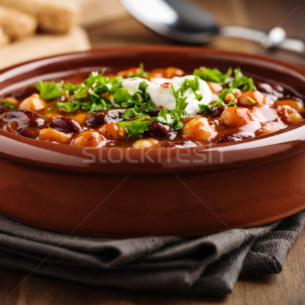 Veggie chili with chick peas and beans Stock photo © vertmedia
