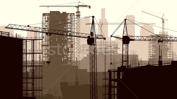 実例 建設現場 クレーン 建物 水平な 建設 ストックフォト © Vertyr