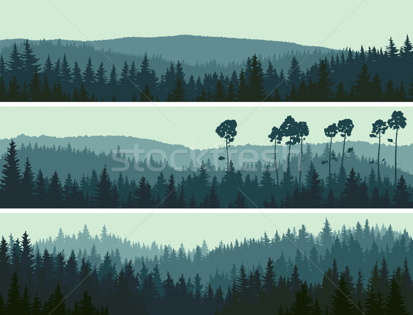 Vízszintes bannerek dombok tűlevelű fa absztrakt Stock fotó © Vertyr