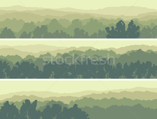 Horizontal banners of hills deciduous wood. Stock photo © Vertyr