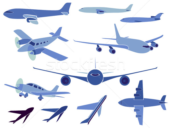 Set of simple symbols of aircrafts Stock photo © Vertyr
