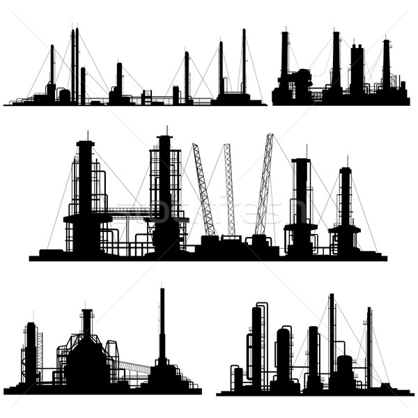 シルエット 産業 市 セット 工場 電源 ストックフォト © Vertyr