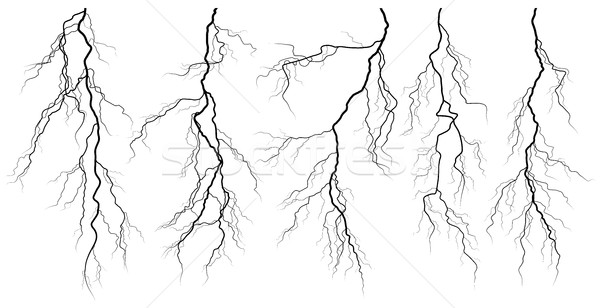 Silhouettes orage foudre vecteur isolé [[stock_photo]] © Vertyr
