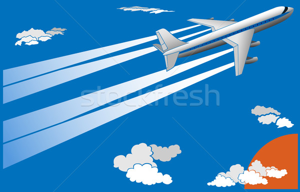 Karikatür büyük düzlem uçak gökyüzü Stok fotoğraf © Vertyr