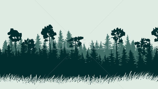 Horizontal illustration of forest with grass. Stock photo © Vertyr