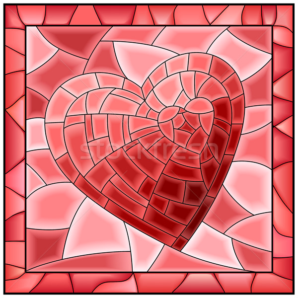 Heart stained glass window with frame. Stock photo © Vertyr