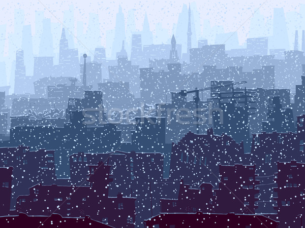 Abstract illustration of big snowy city. Stock photo © Vertyr