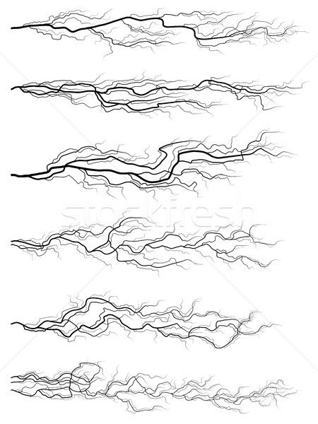 Ayarlamak siluetleri sağanak yatay yıldırım vektör Stok fotoğraf © Vertyr