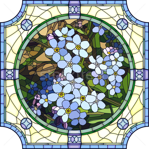 Flor azul vector mosaico grande marco de ventana Foto stock © Vertyr