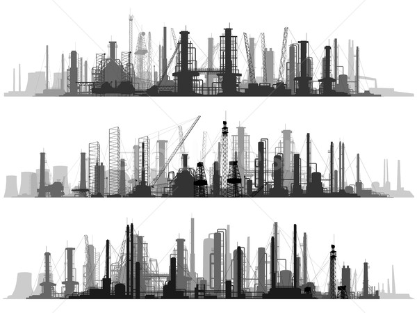 Stock photo: Horizontal illustration set industrial part of city.