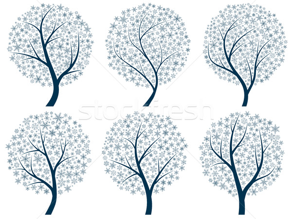 Abstract silhouettes of trees with snowflakes. Stock photo © Vertyr