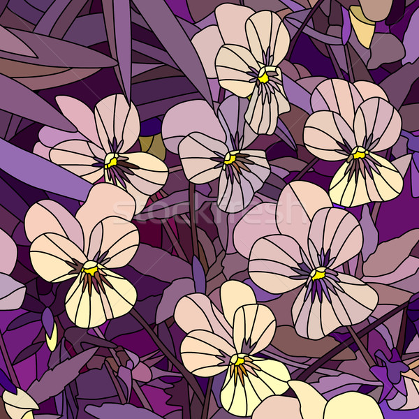 Vector illustration of flowers pale yellow violet (Pansy). Stock photo © Vertyr