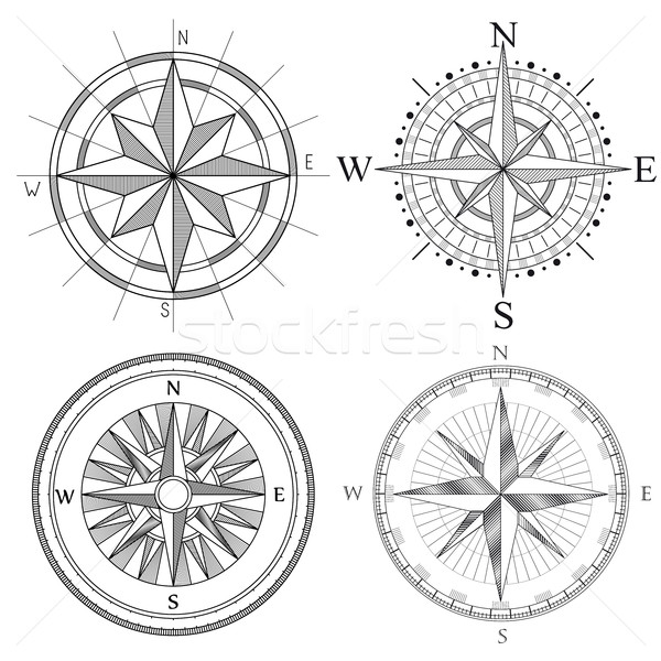Zestaw ilustracja artystyczny kompas wektora streszczenie Zdjęcia stock © Vertyr