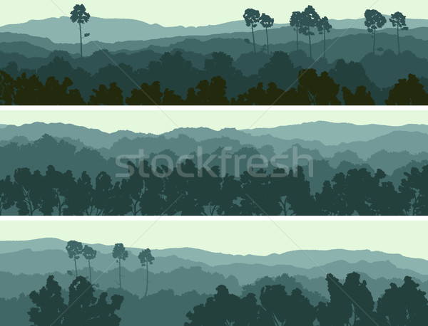 Vízszintes bannerek dombok lombhullató fa absztrakt Stock fotó © Vertyr