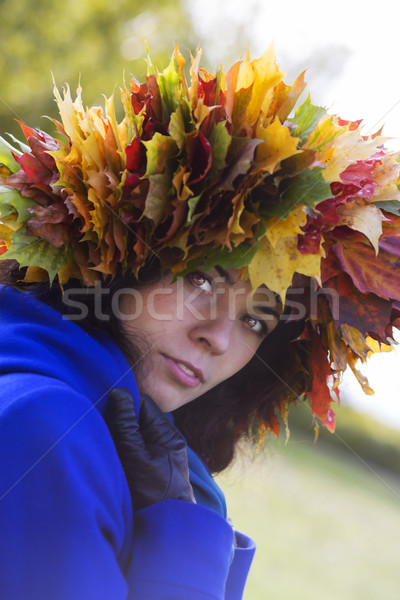 Woman with leaves which cover all hairs Stock photo © vetdoctor