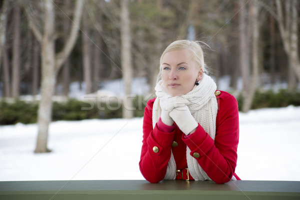 Woman relies at boundary hoping for good Stock photo © vetdoctor