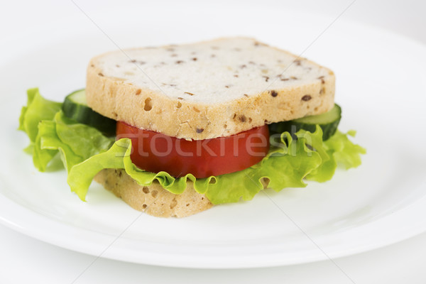 Stock photo: Sandwich with vegetables will satisfy hungry stomach