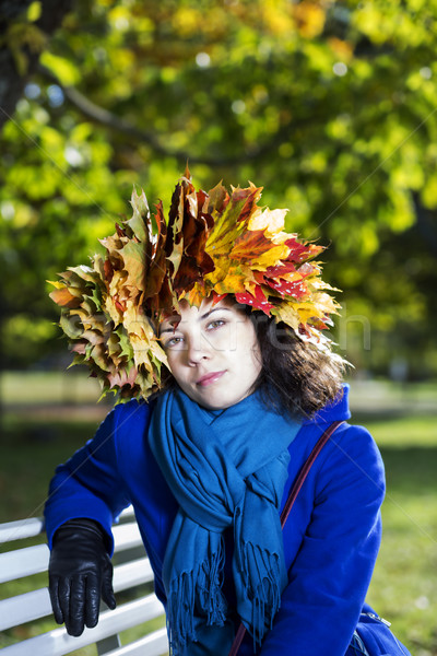 Woman relay at park bench under tree Stock photo © vetdoctor