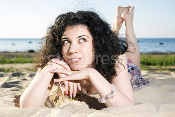Dreaming woman with dark hairs Stock photo © vetdoctor