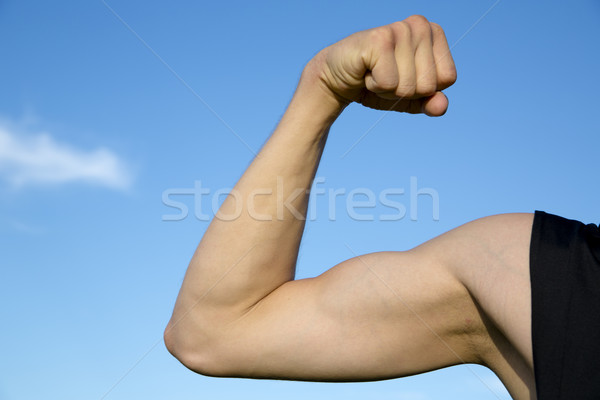 Sportsman show its muscles when strain hand Stock photo © vetdoctor