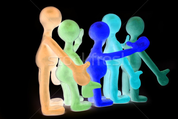 Dancing plasticine puppets group on black background Stock photo © vetdoctor