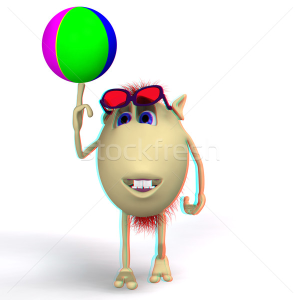 Puppet playing colored ball on white background Stock photo © vetdoctor