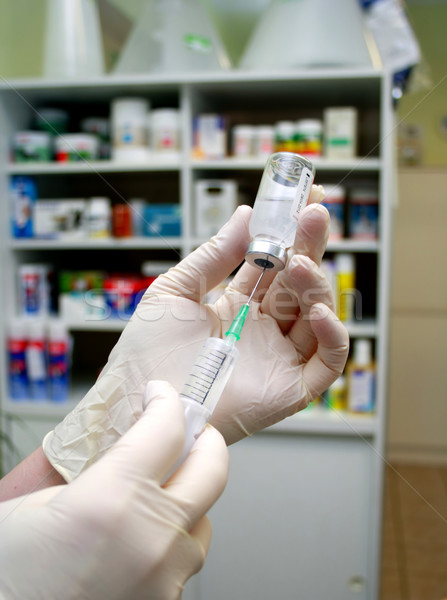 syringe that is being filled with vaccine Stock photo © vetdoctor